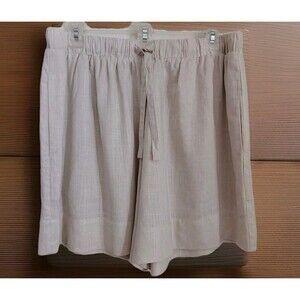 Dress Forum Los Angeles Women's Shorts L Beige Linen/Rayon Elastic Waste Pockets